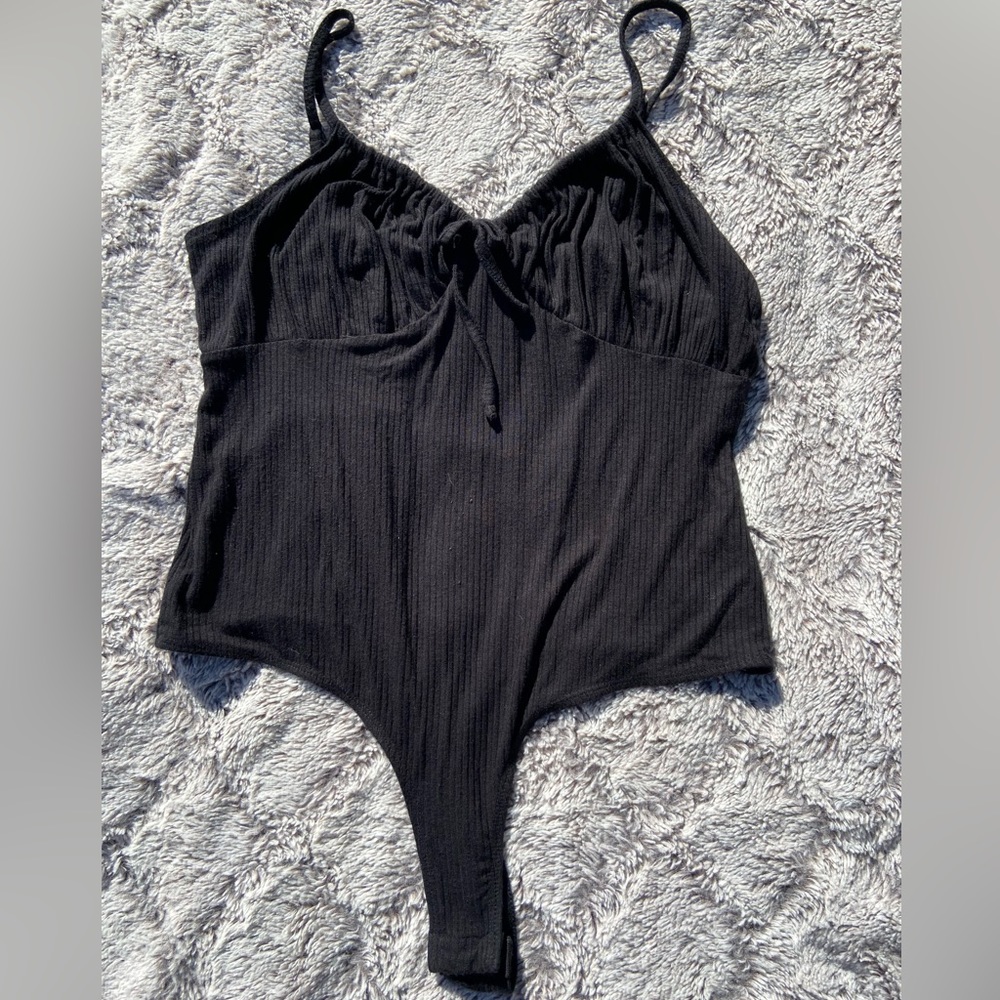 Black cinched top bodysuit - large, stitch & pine